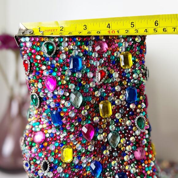 Akira Azalea Wang Poppy Multi Jeweled Stiletto Heel Ankle Booties Size 12 NWT - Picture 12 of 16